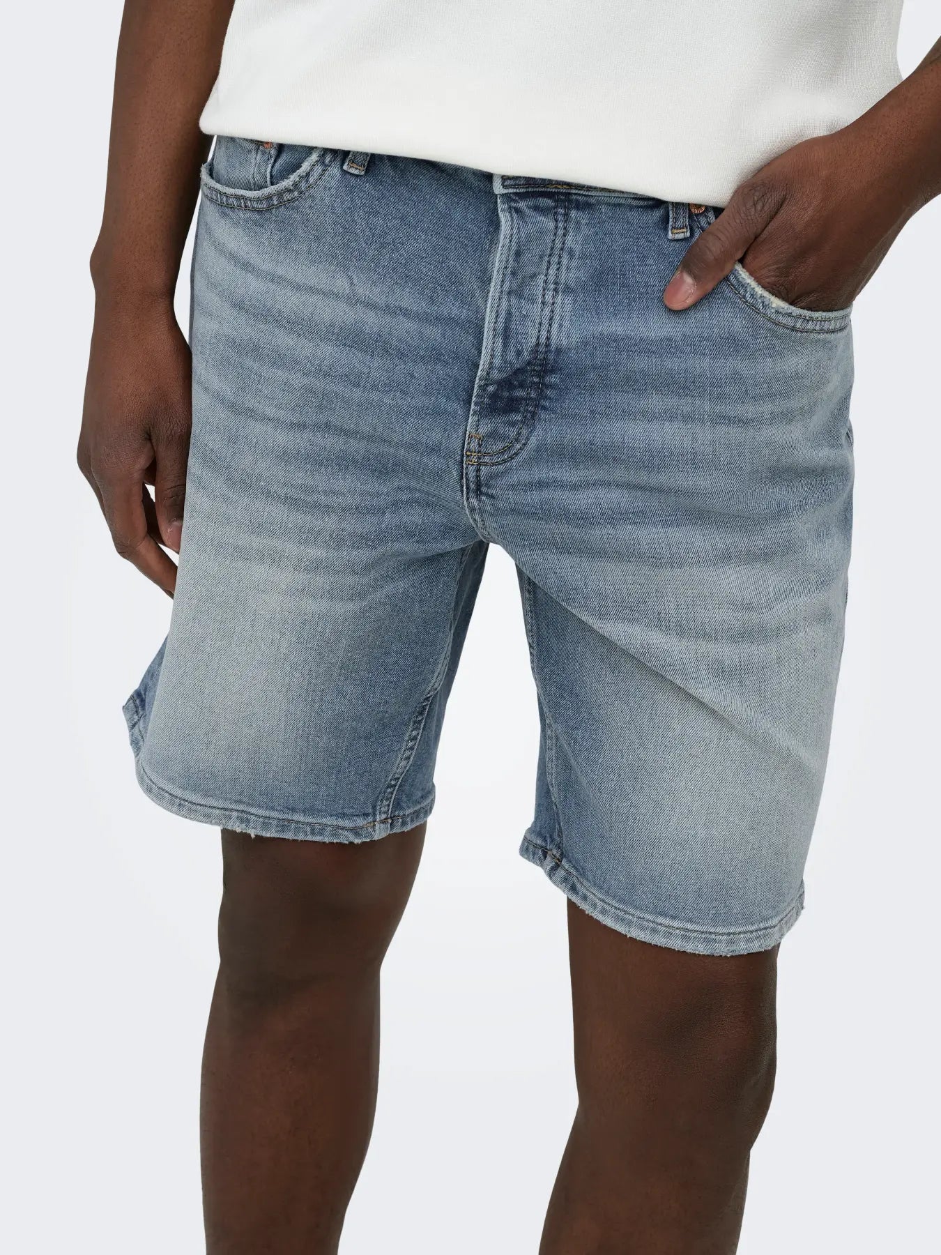 Only and Sons miesten farkkushortsit OnsEdge Perf Dot, Light Blue Denim