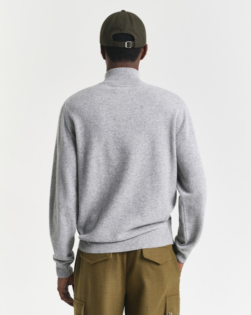 Gant miesten neulepusero, K SUPERFINE LAMBSWOOL HALF ZIP KESKIHARMAA