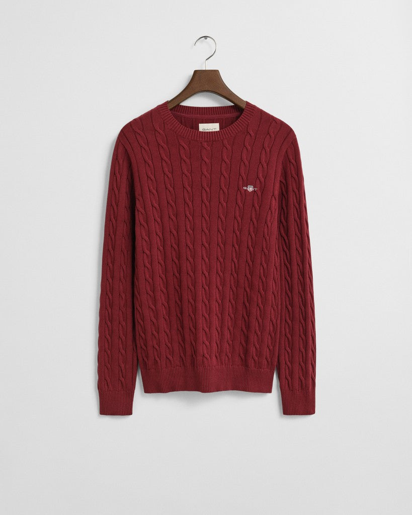 Gant miesten neulepusero Cotton Cable C-Neck, tumma luumunpunainen