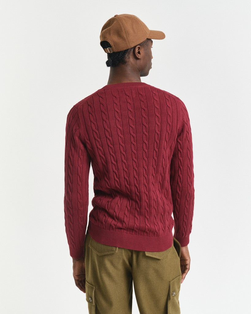 Gant miesten neulepusero Cotton Cable C-Neck, tumma luumunpunainen