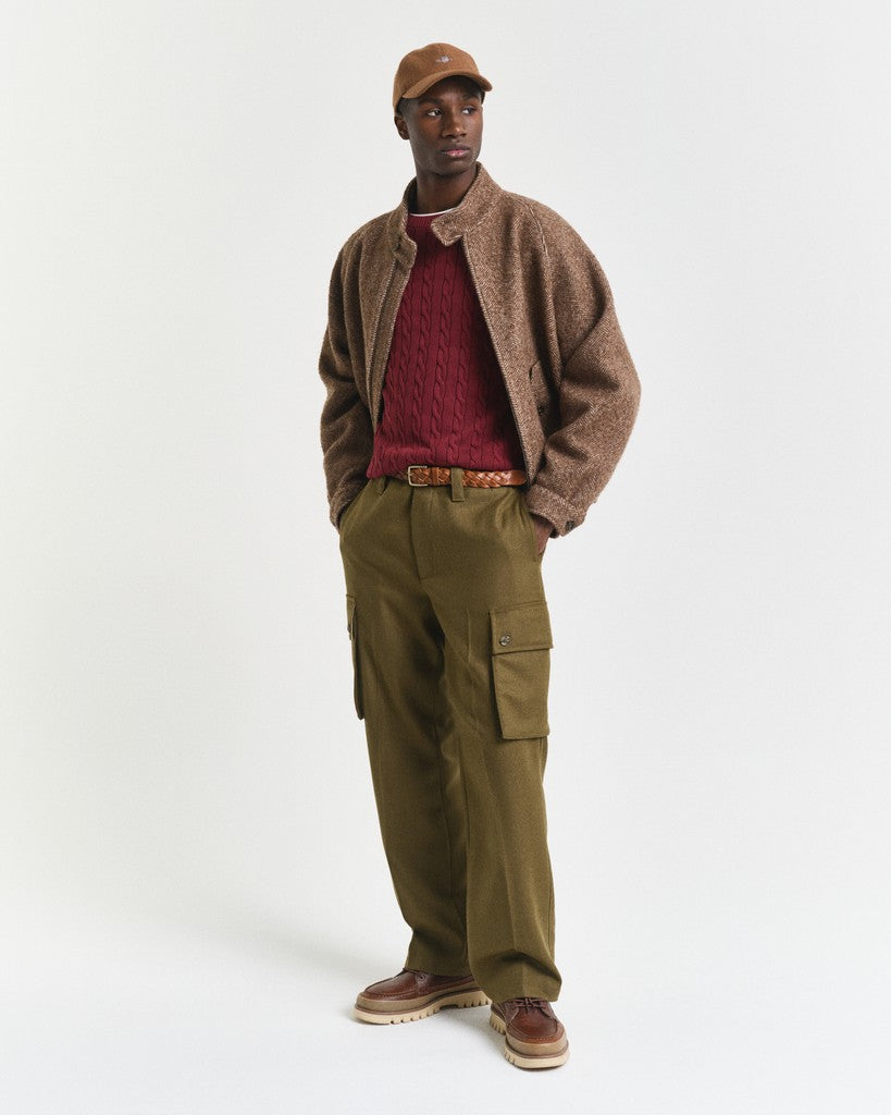 Gant miesten neulepusero Cotton Cable C-Neck, tumma luumunpunainen