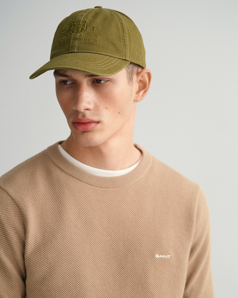 Gant miesten neulepusero Cotton Pique C-Neck, khaki