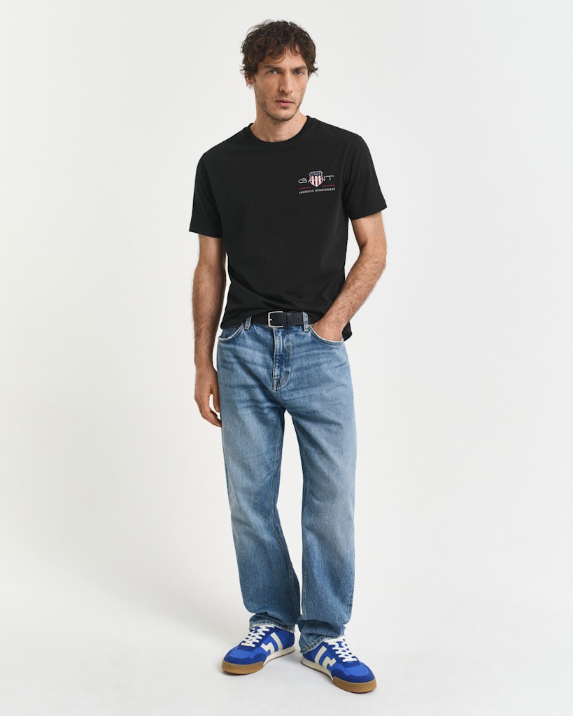 Gant miesten t-paita K Reg Archive Shield EMB SS T-Shirt, musta