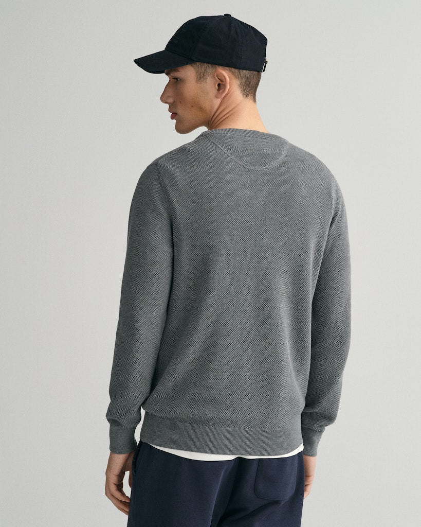 Gant miesten neulepusero, K COTTON PIQUE C-NECK TUMMANHARMAA