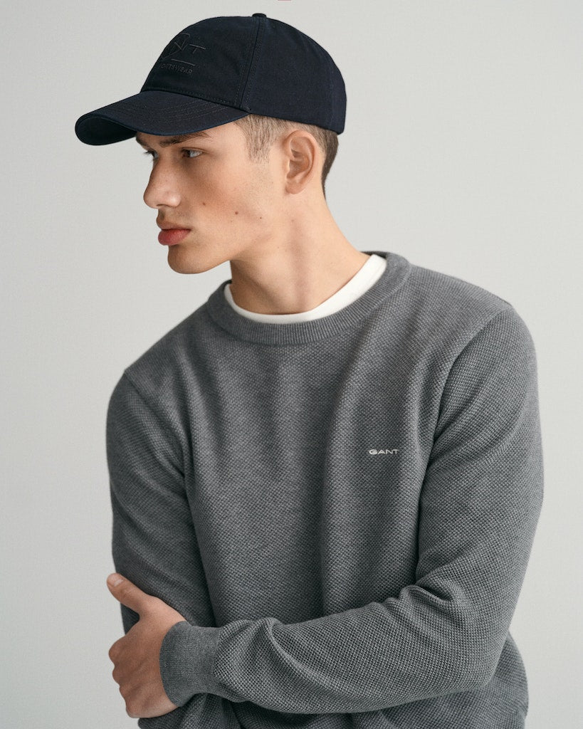 Gant miesten neulepusero, K COTTON PIQUE C-NECK TUMMANHARMAA