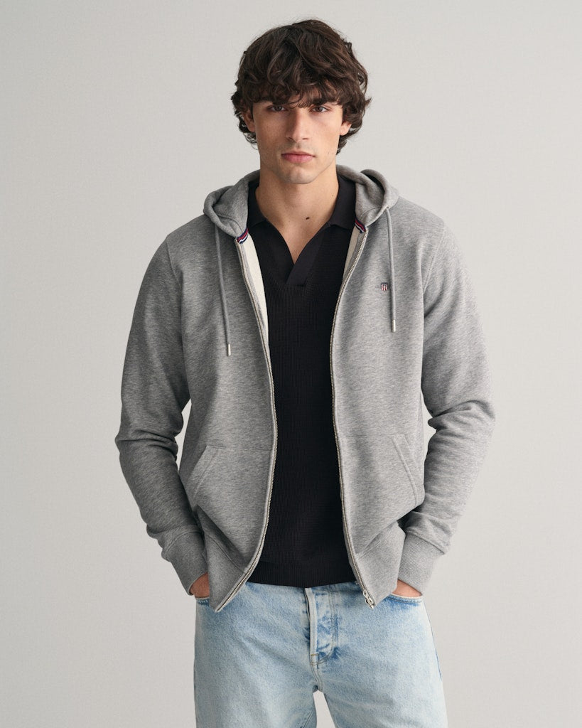 Gant miesten huppari K SHIELD FULL ZIP HOODIE, keskiharmaa