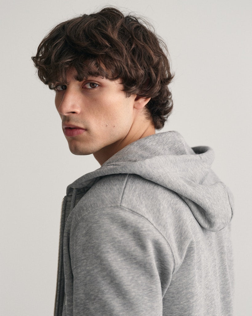 Gant miesten huppari K SHIELD FULL ZIP HOODIE, keskiharmaa