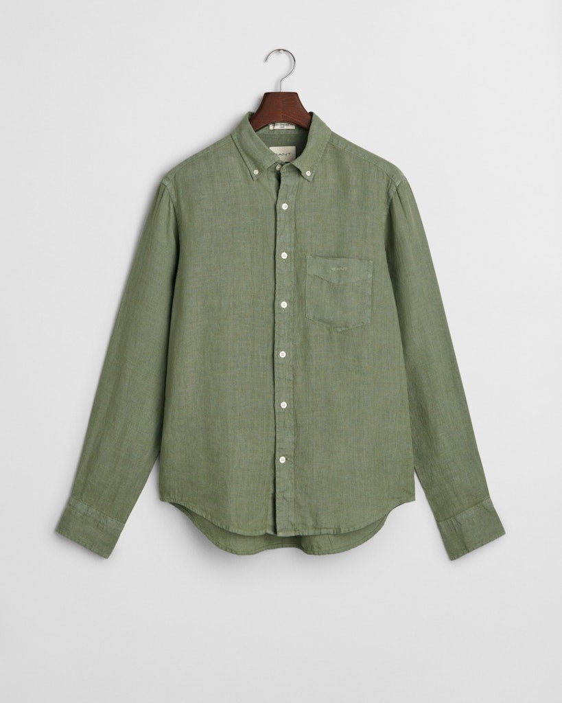 Gant miesten kauluspaita K Reg Garment Dyed Linen Shirt, vihreä