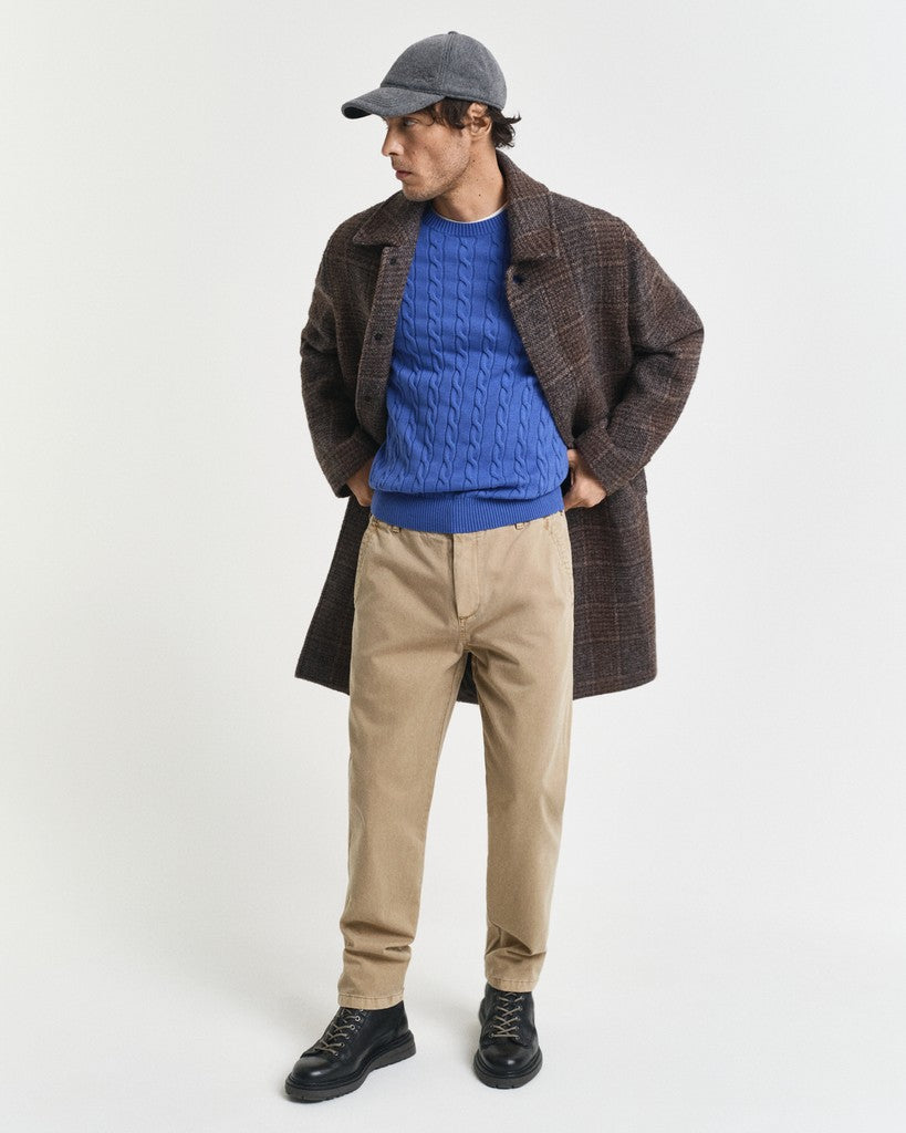 Gant miesten neulepusero Cotton Cable C-Neck, keskisininen