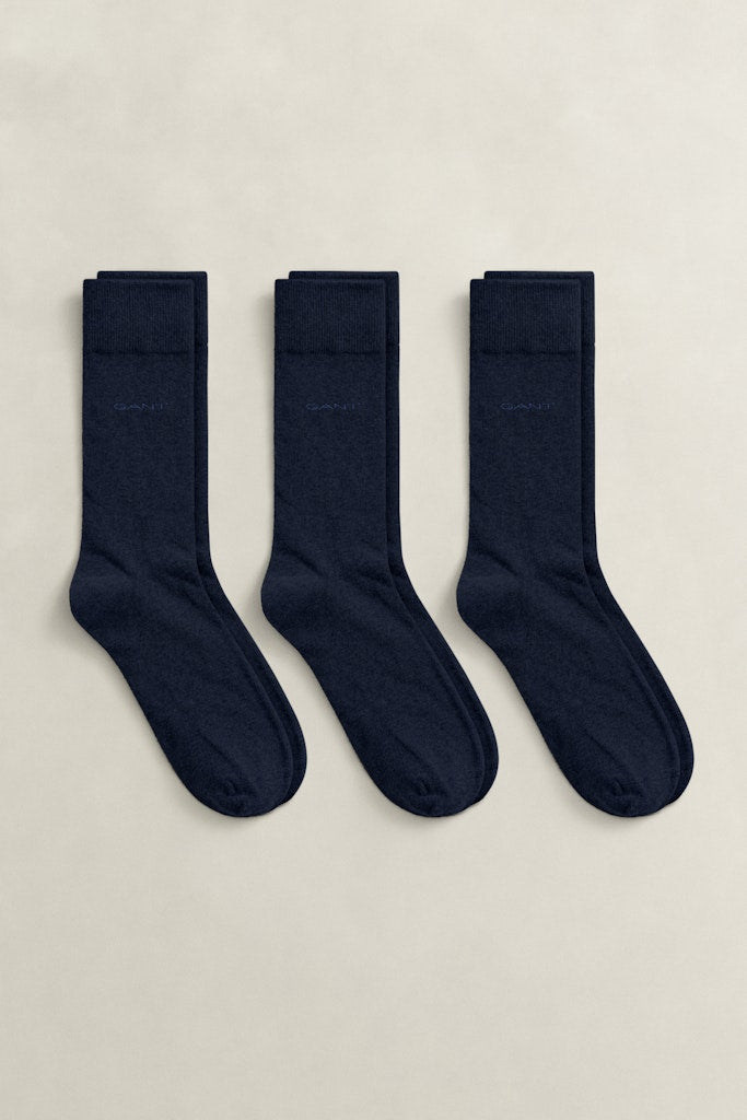 Gant miesten sukat 3-Pack Soft Cotton Socks, tummansininen