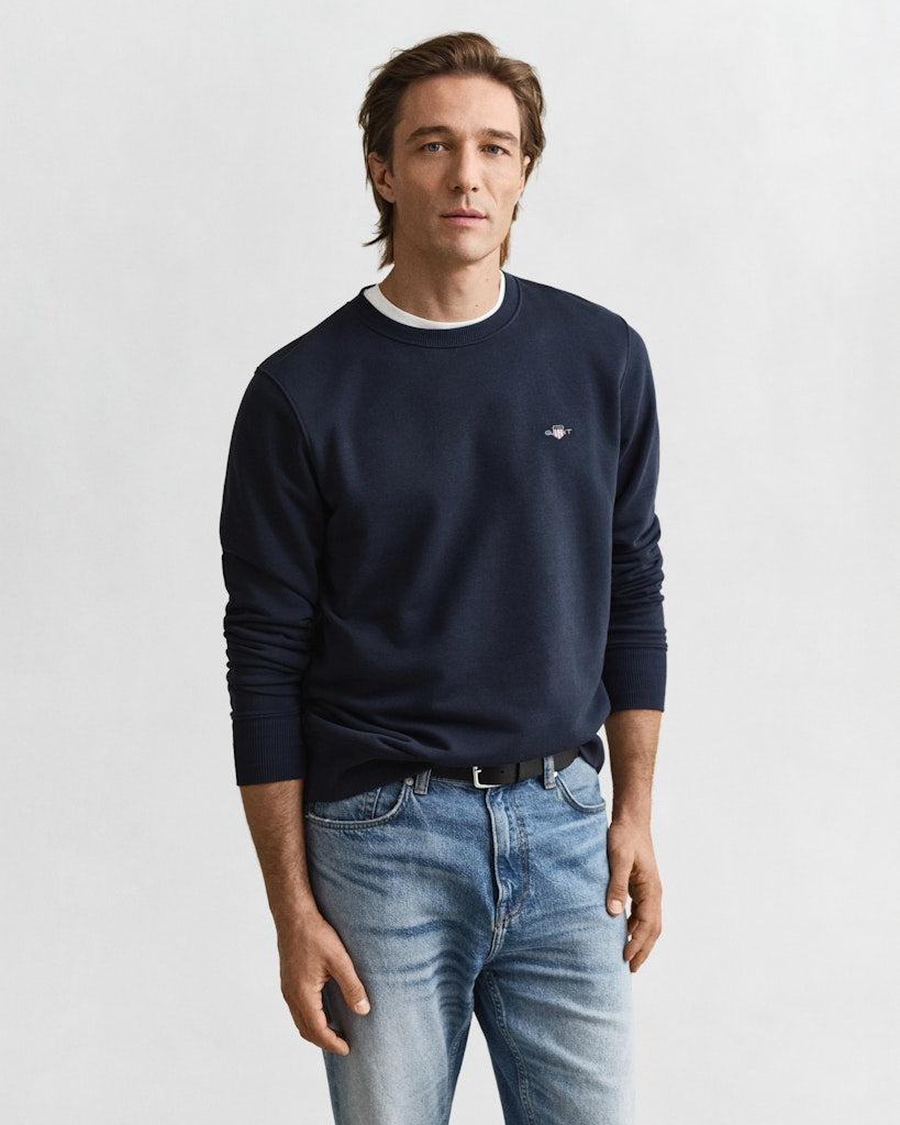 Gant miesten neulepusero Shield C-Neck, tummansininen