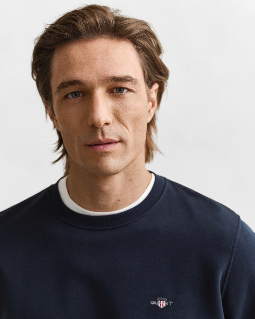 Gant miesten neulepusero Shield C-Neck, tummansininen