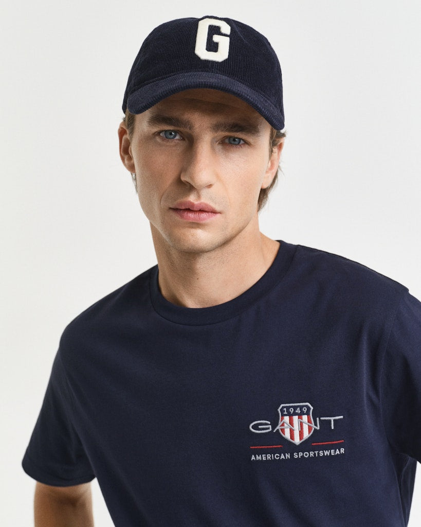 Gant miesten t-paita K Reg Archive Shield EMB SS T-Shirt, tummansininen
