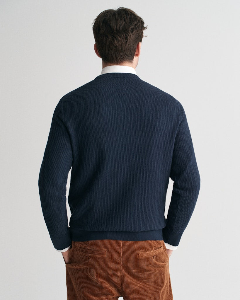 Gant miesten neulepusero, K COTTON MICRO TEXTURED C-NECK TUMMANSININEN