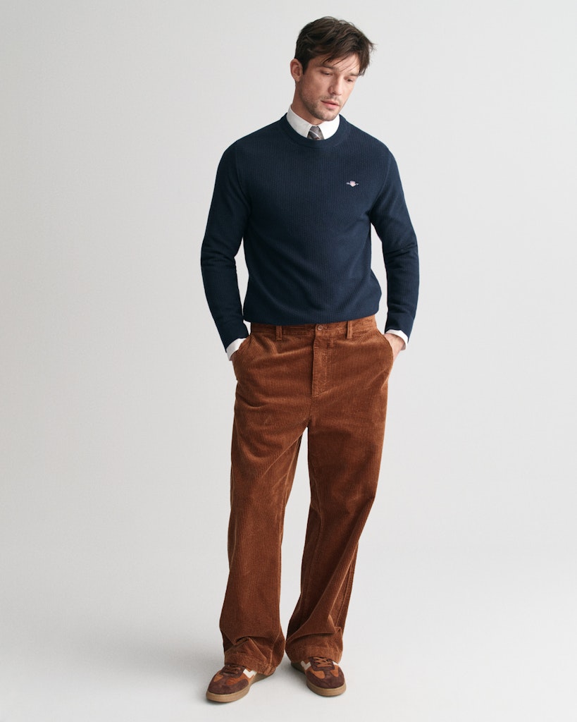 Gant miesten neulepusero, K COTTON MICRO TEXTURED C-NECK TUMMANSININEN