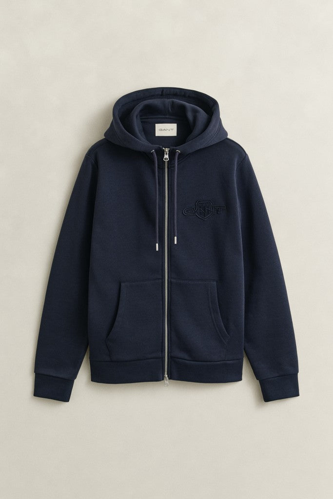 Gant naisten huppari Tonal Shield Zip Hoodie, tummansininen