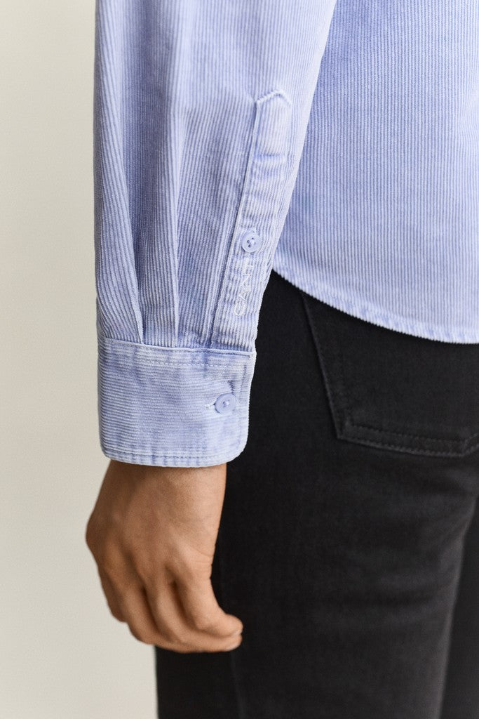 Gant naisten paitapusero Regular Corduroy Shirt, vaaleansininen
