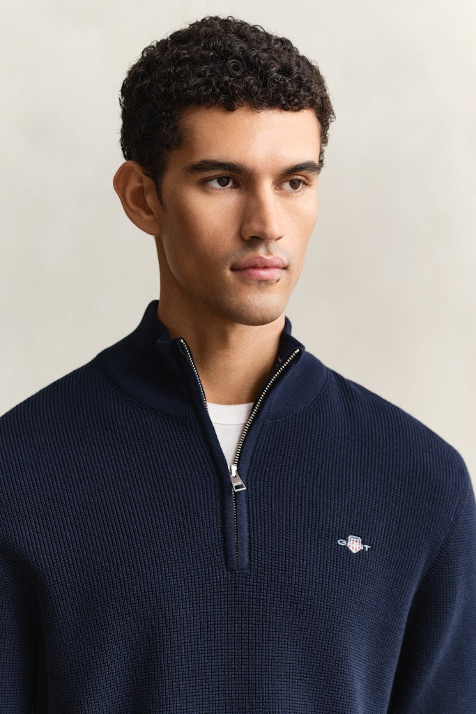 Gant miesten neulepusero Micro Textured Half Zip, tummansininen
