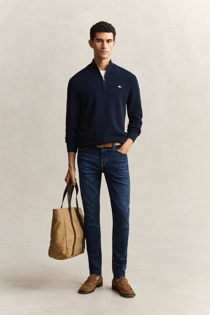 Gant miesten neulepusero Micro Textured Half Zip, tummansininen