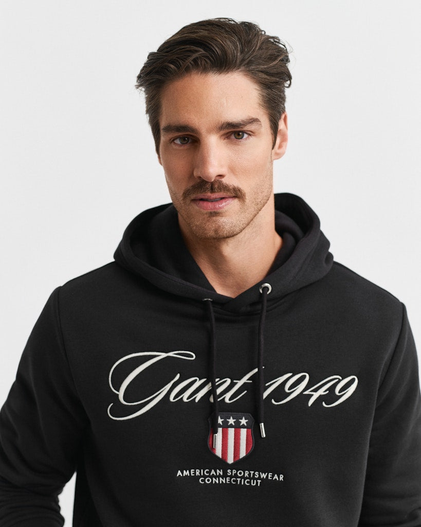 Gant miesten huppari Graphic Hoodies Embroidery, musta