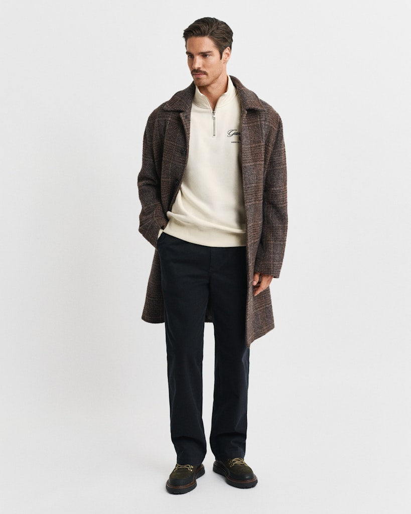 Gant Miesten Collegepusero Graphic Half Zip, Luonnonvalkoinen