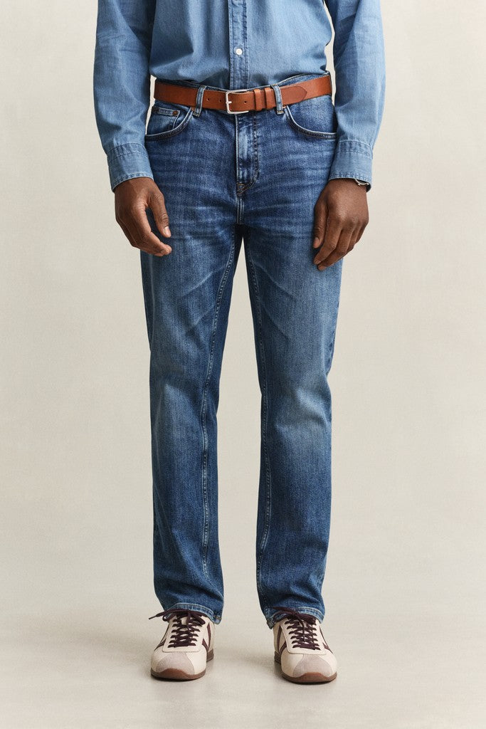 Gant miesten farkut Classic Regular Denim Jeans, Mid Blue Broken In