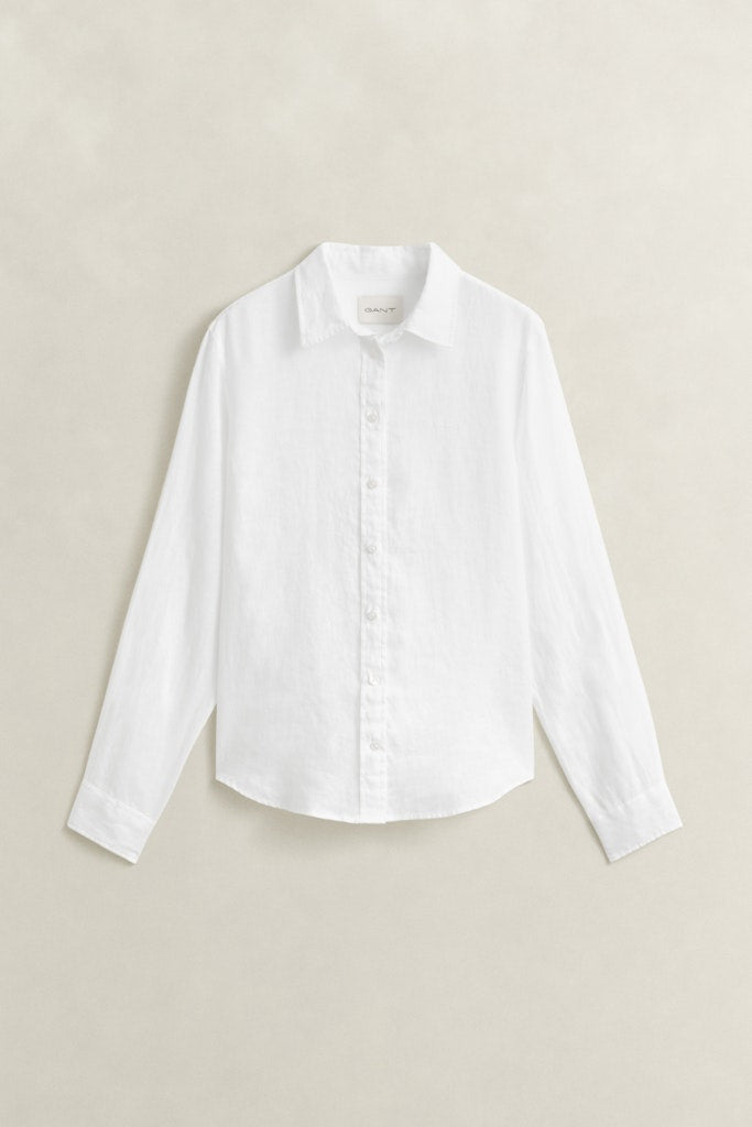Gant naisten paitapusero Regular Fit Linen Shirt, valkoinen