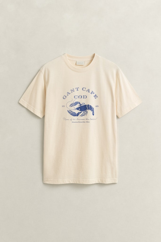 Gant miesten t-paita Graphic SS TShirt Lobster, luonnonvalkoinen