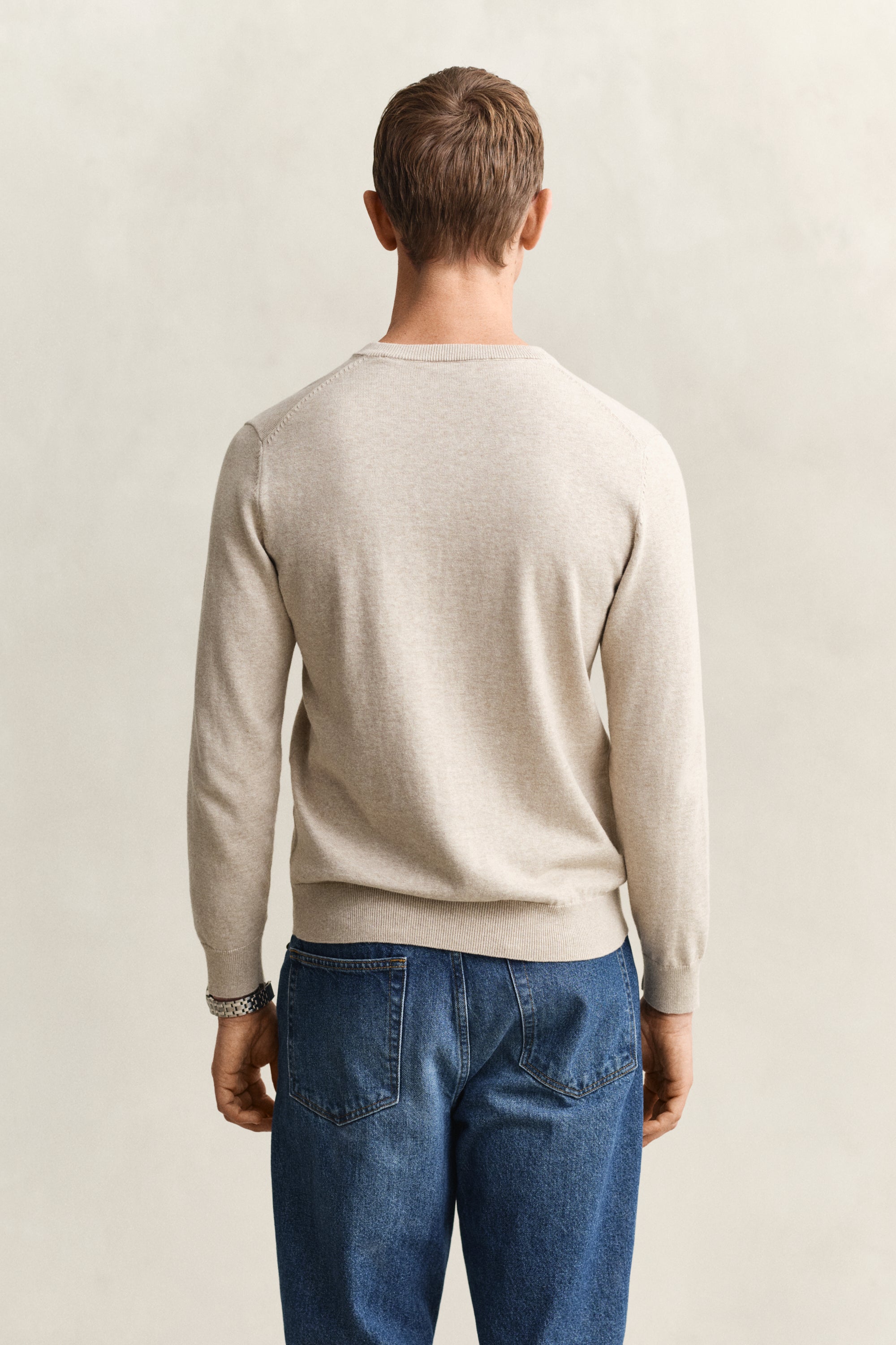 Gant miesten neulepusero Classic Cotton V-Neck, beige