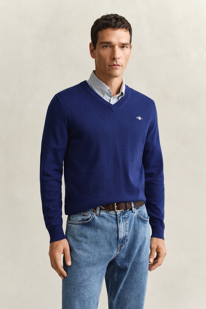 Gant miesten neule Classic V-Neck, tummansininen
