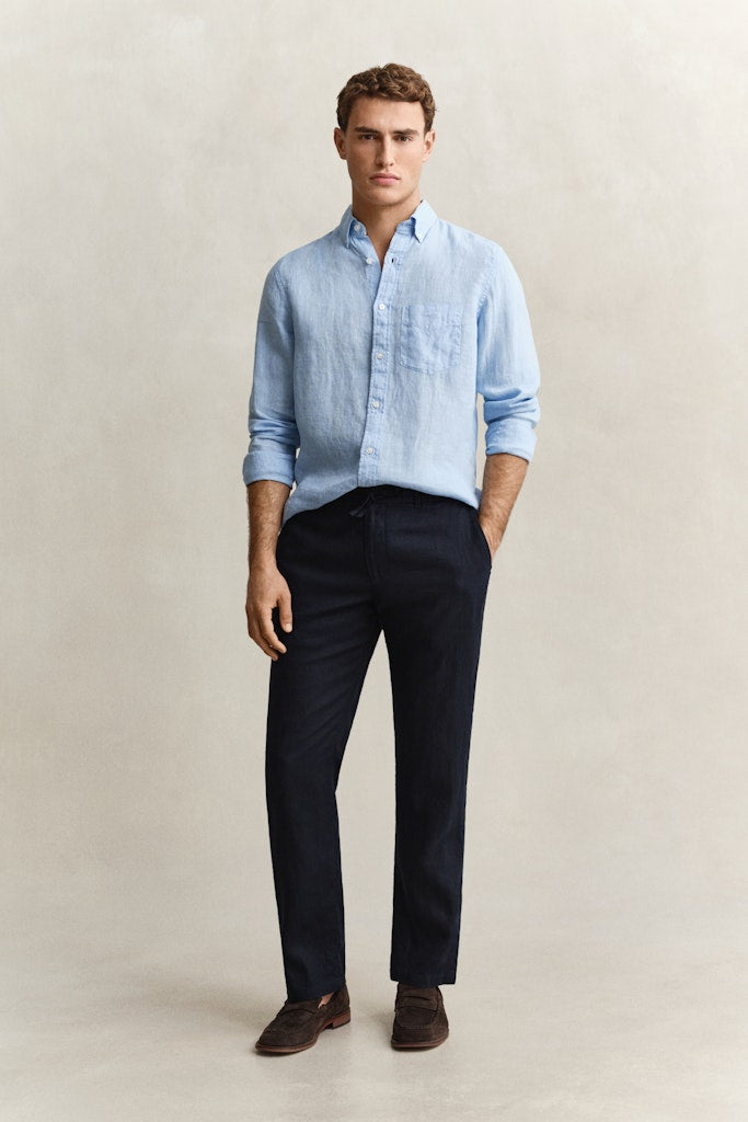 Gant miesten housut Regular Linen Pant, tummansininen