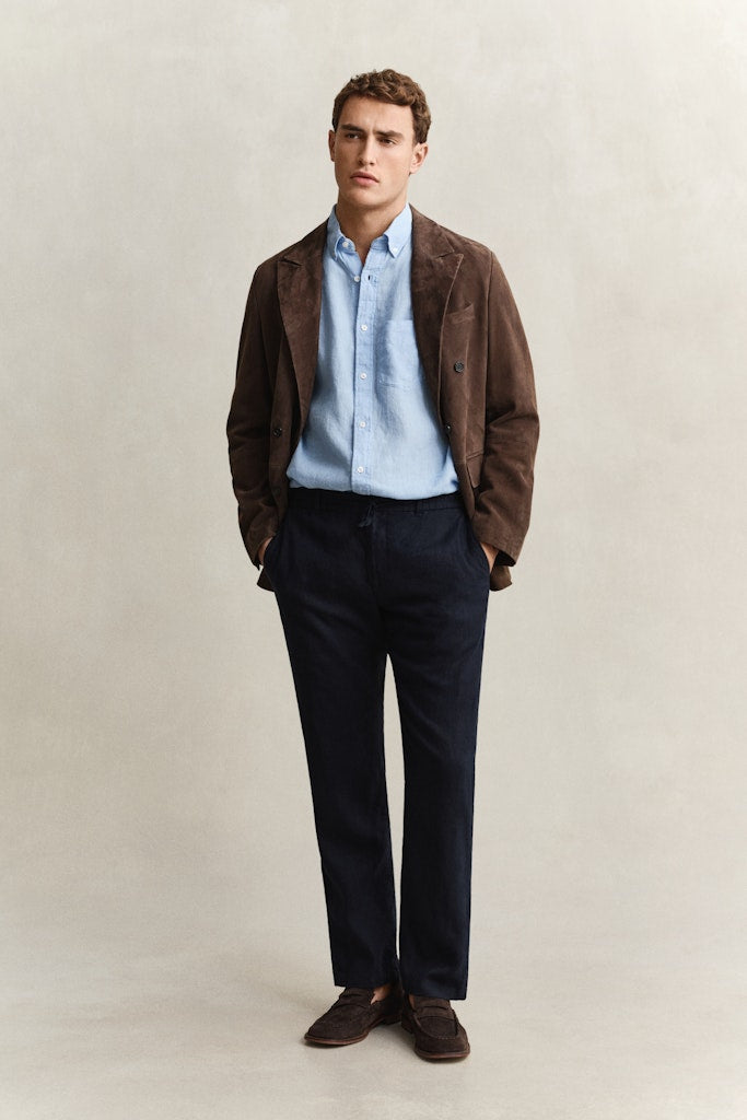 Gant miesten housut Regular Linen Pant, tummansininen