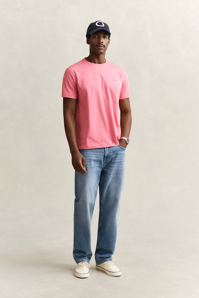 Gant miesten t-paita Reg Shield SS T-Shirt, vaaleanpunainen