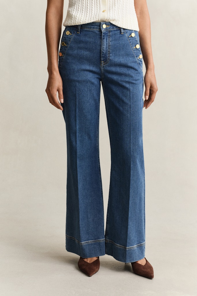 Gant naisten farkut Flare Nautical Jeans, sininen indigo