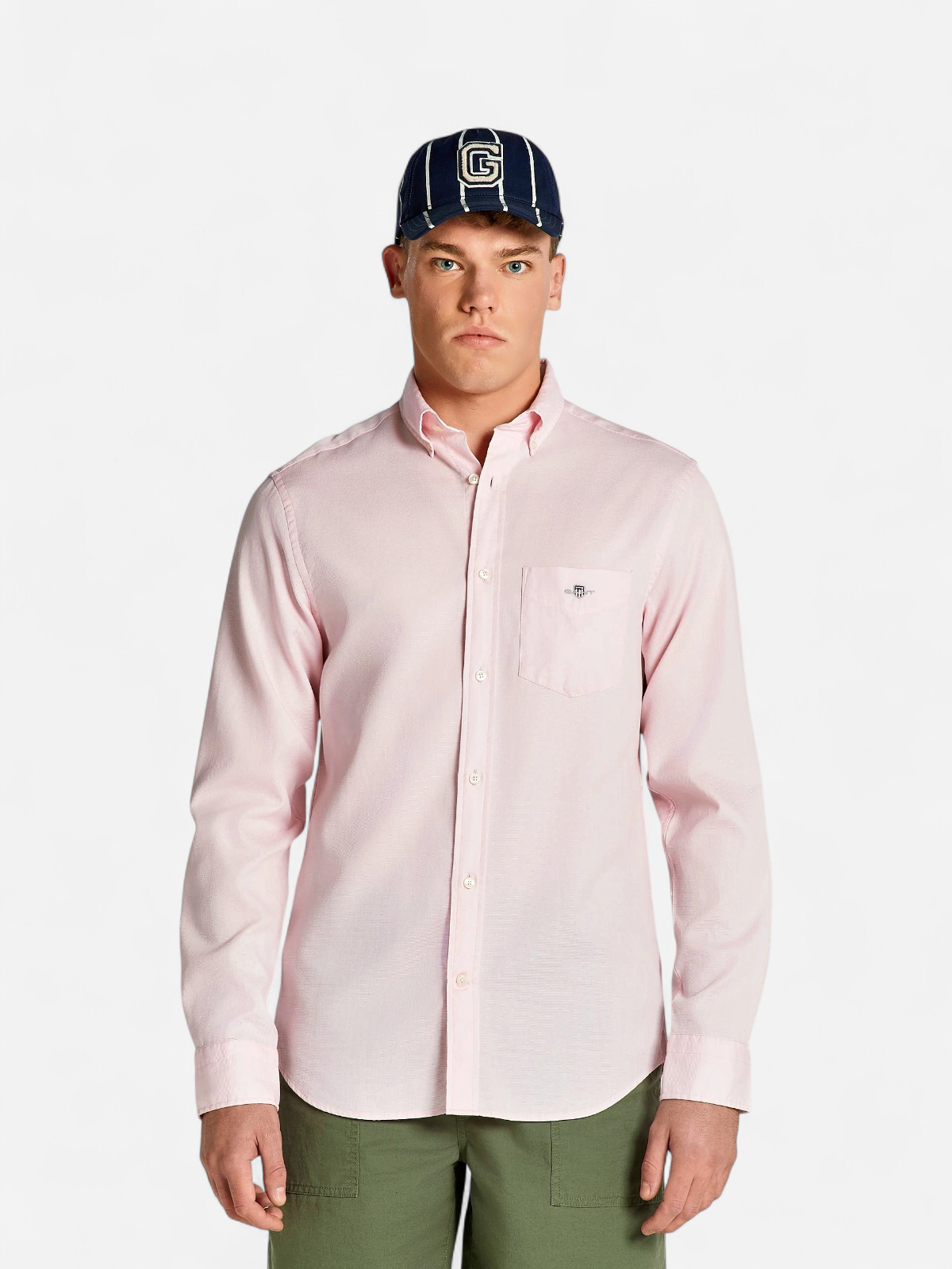 Gant miesten kauluspaita Reg Honey Comb Texture Shirt, vaaleanpunainen - Kekäle.fi
