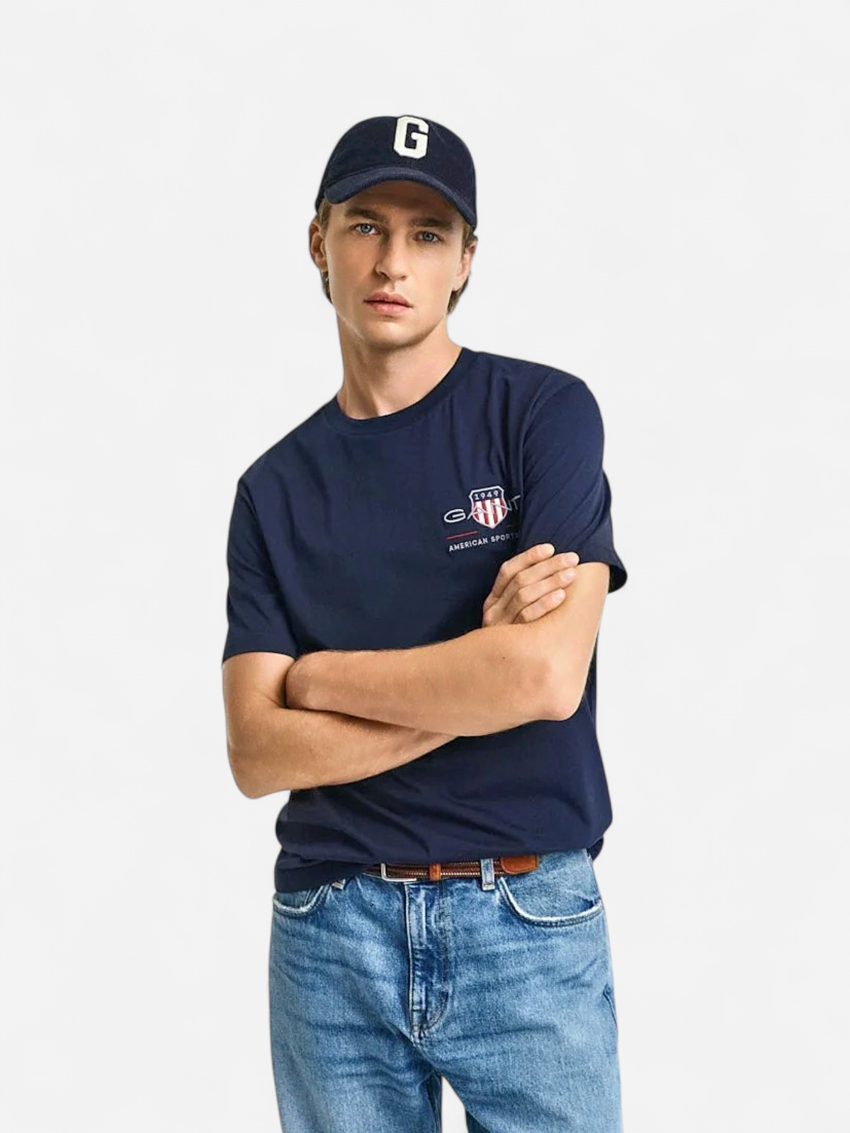 Gant miesten t-paita K Reg Archive Shield EMB SS T-Shirt, tummansininen - Kekäle.fi