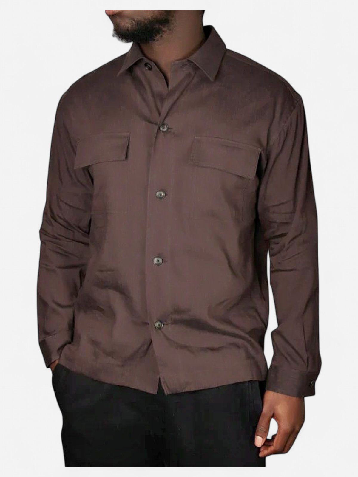 Hugo Boss miesten paitatakki P-CAI-K-2P-261 Linen Overshirt, tummanruskea - Kekäle.fi