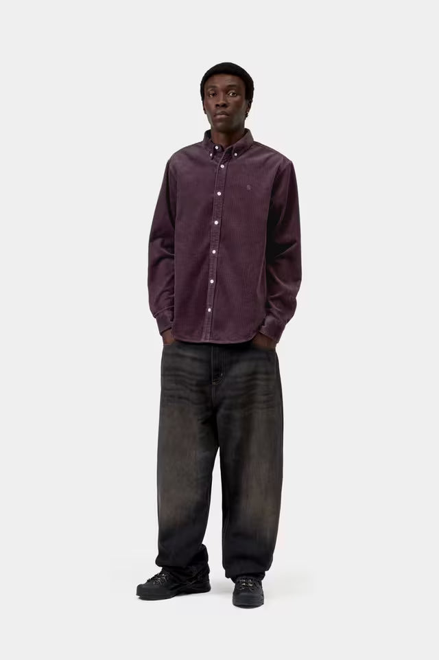 Carhartt miesten kauluspaita Madison Cord Shirt, violetti