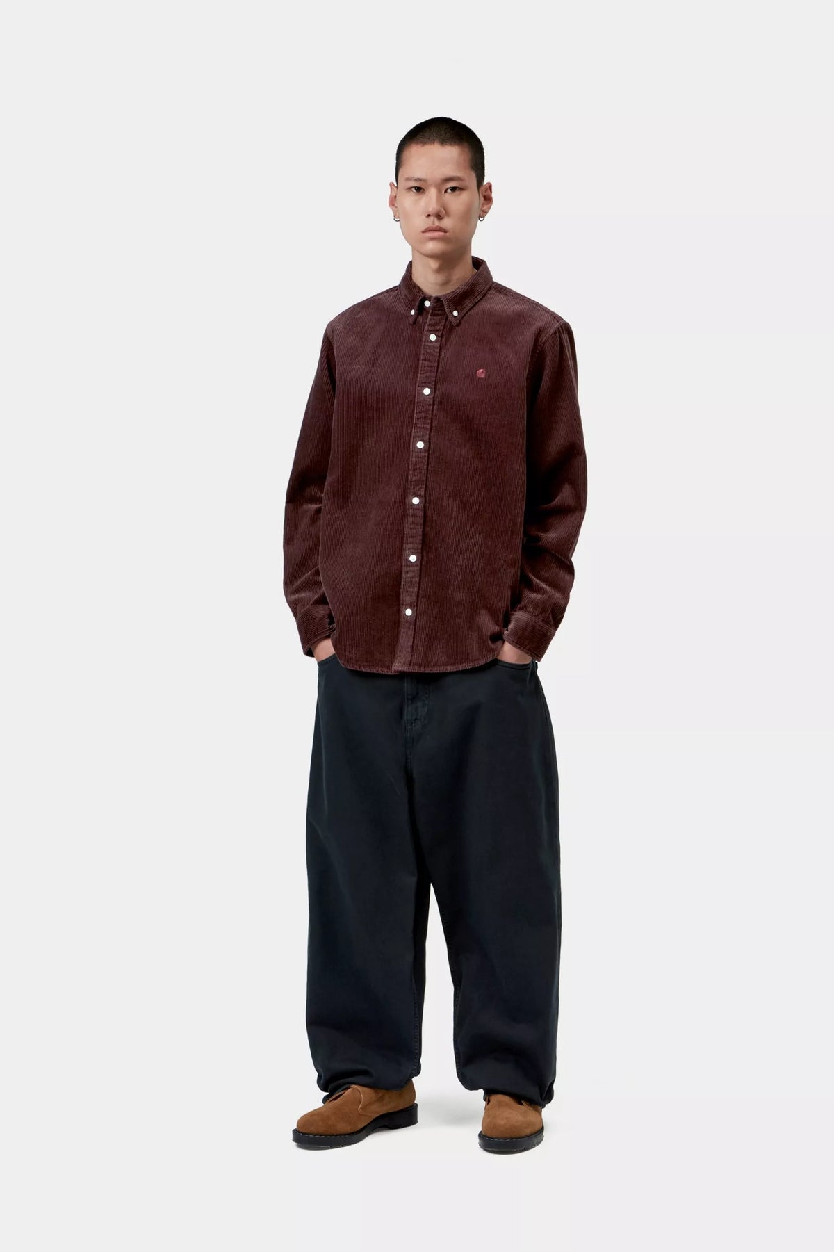 Carhartt miesten kauluspaita L/S Madison Cord Shirt, Amarone