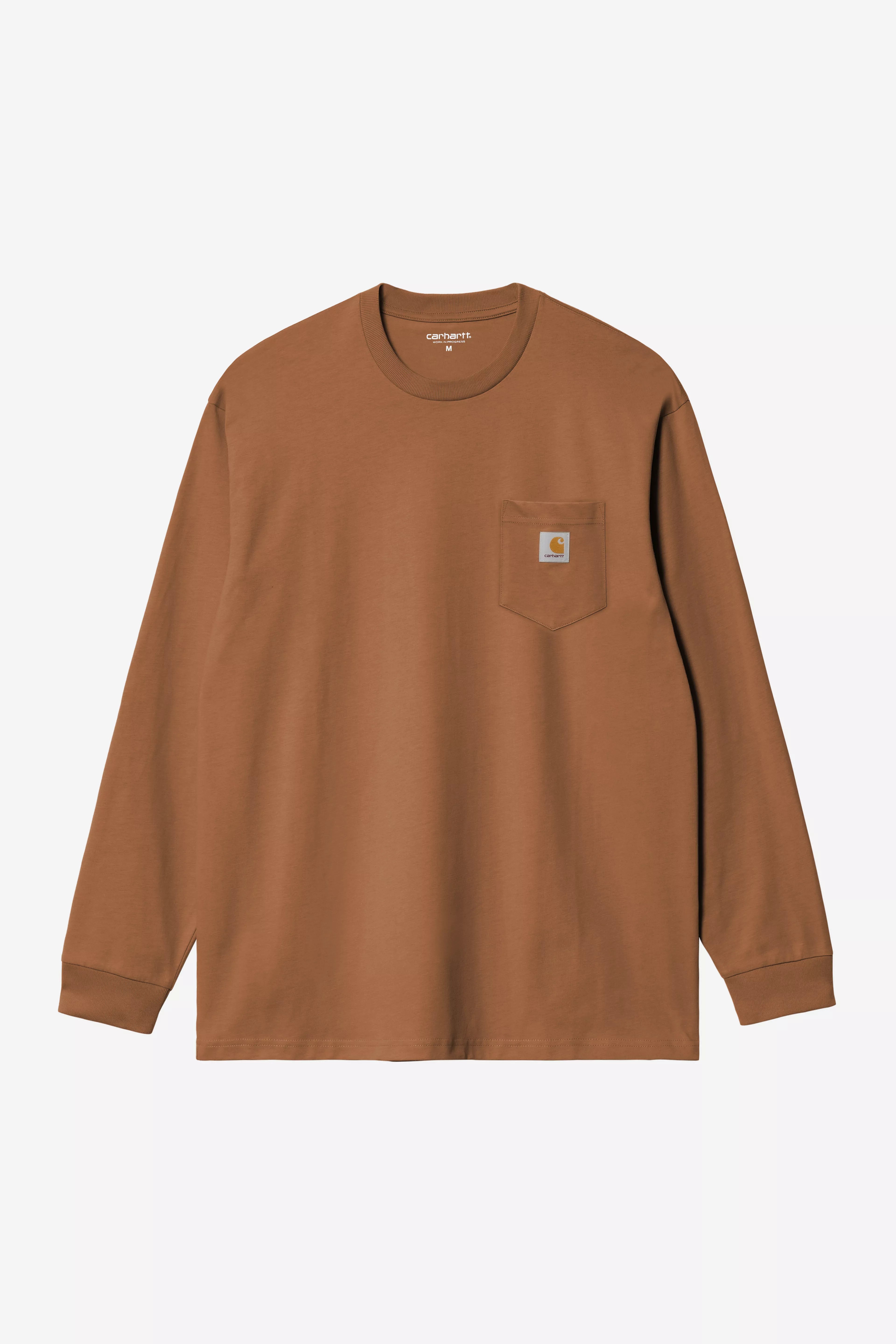 Carhartt miesten pitkähihainen paita Pocket T-Shirt, konjakinruskea
