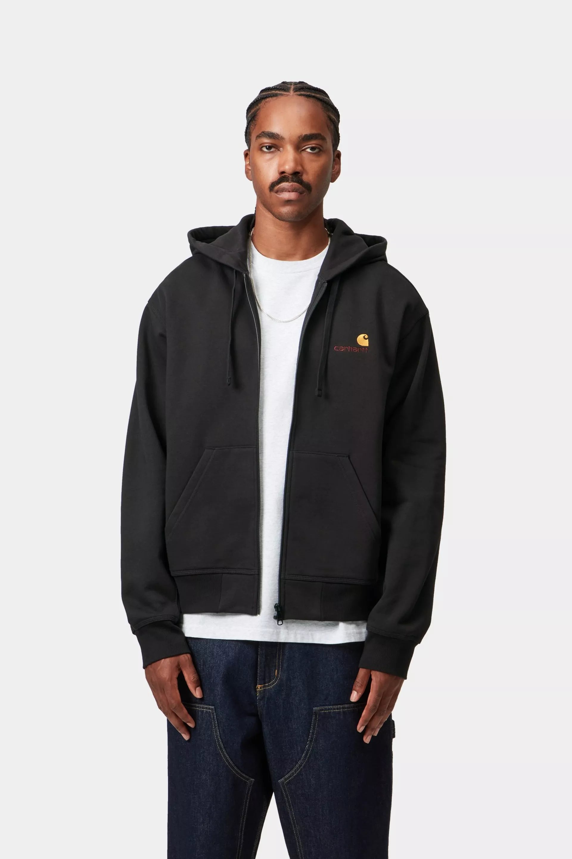 Carhartt miesten huppari Hooded American Script Jacket, musta