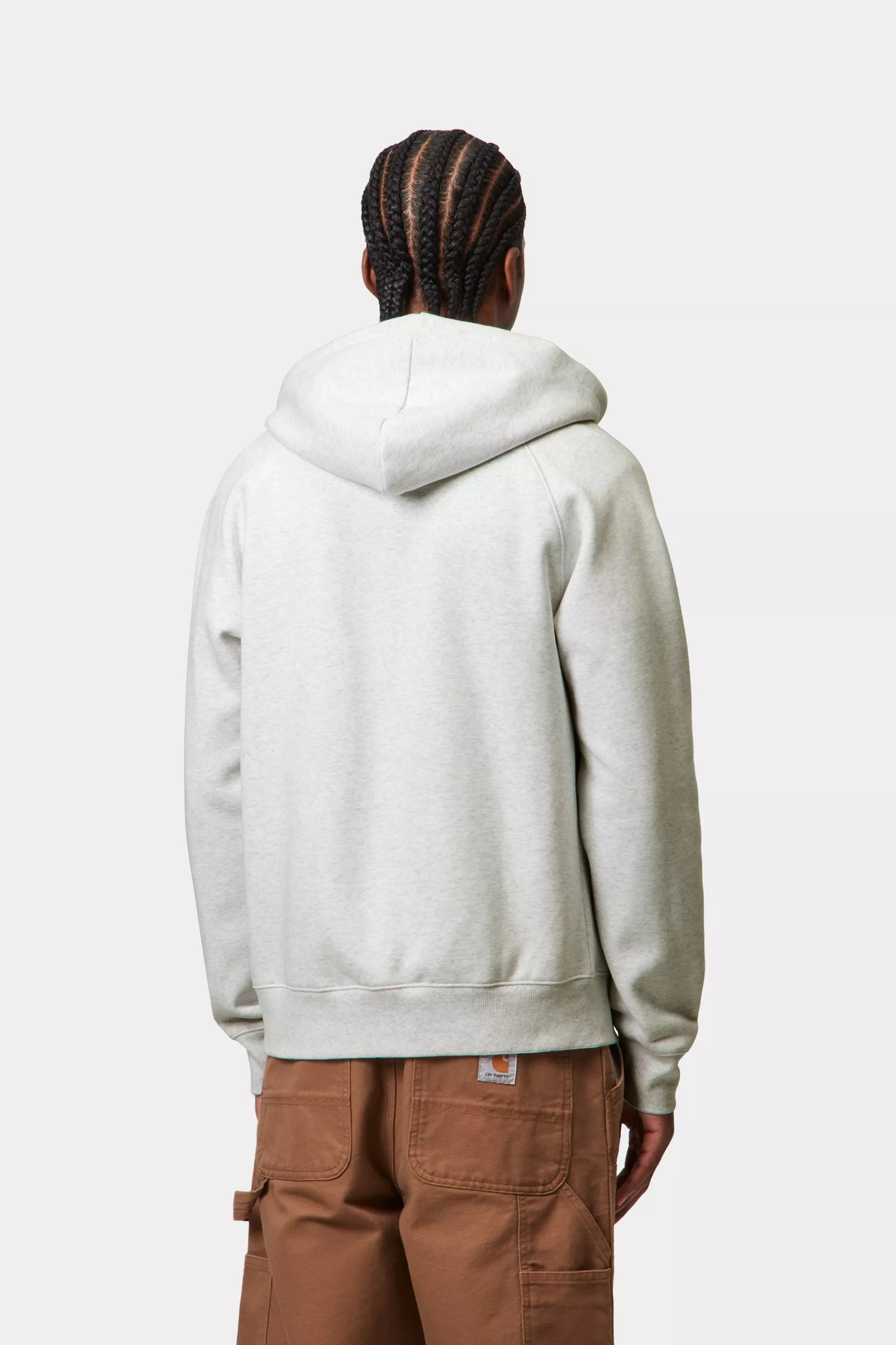 Carhartt miesten Huppari Hooded Chase Jacket, Vaaleanharmaa meleerattu