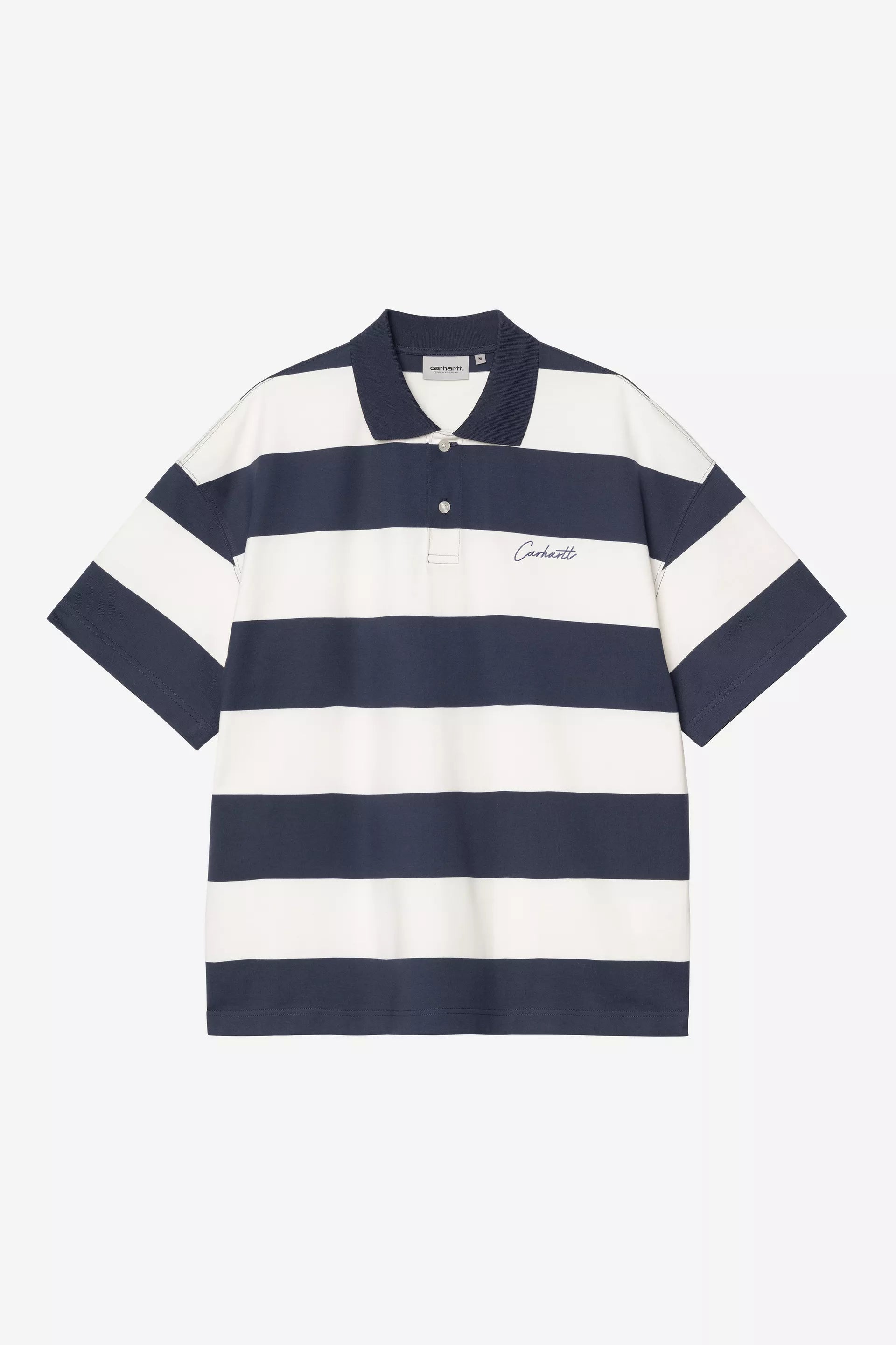 Carhartt miesten pikeepaita S/S Delray Polo Shirt, raidallinen valkoinen