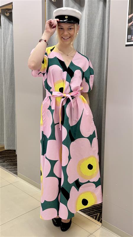 Marimekko mekko Kaffet Unikko, monivärinen kuosi