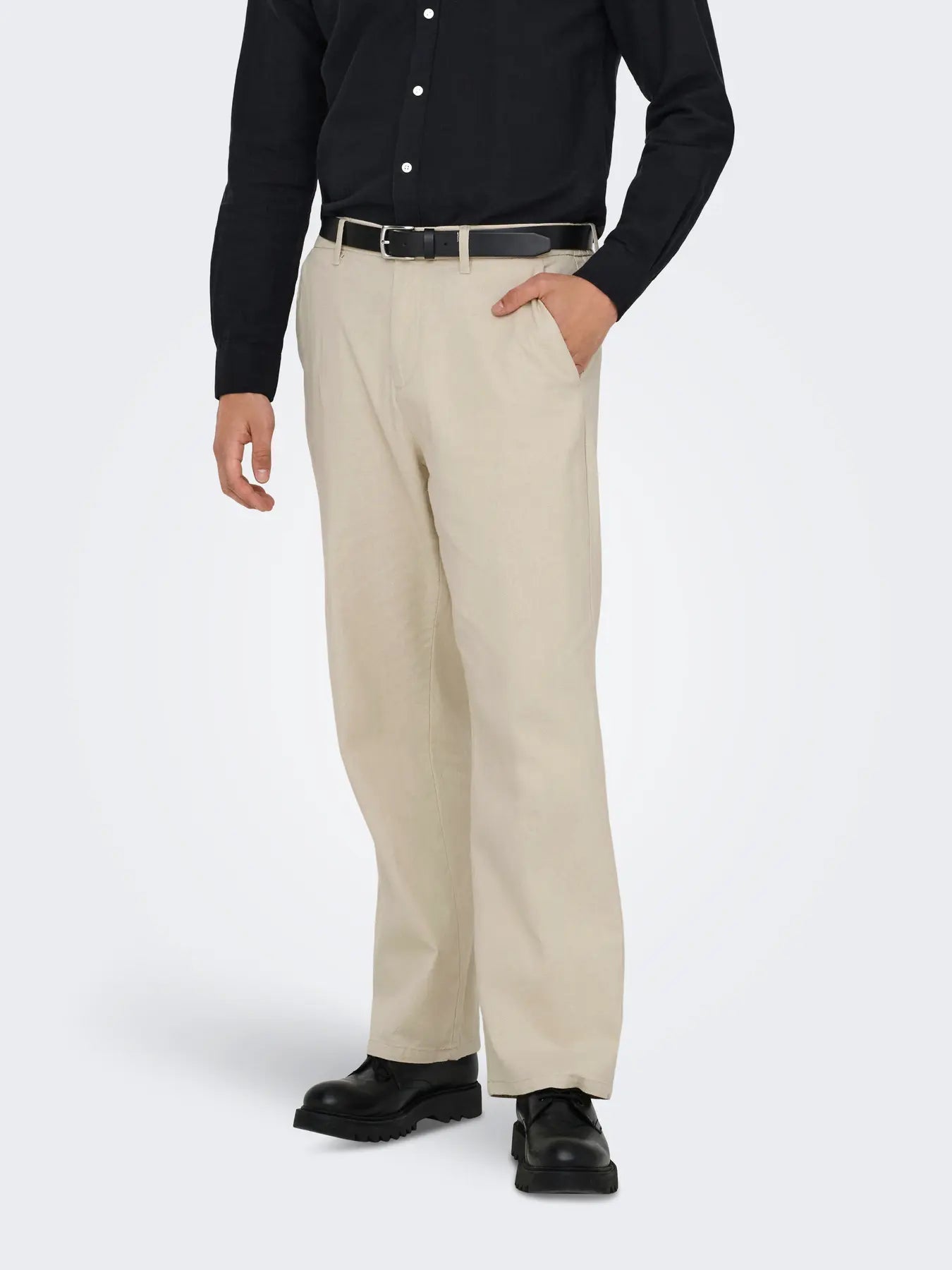 Only and Sons miesten housut Onsbob Loose Fit, Silver Lining