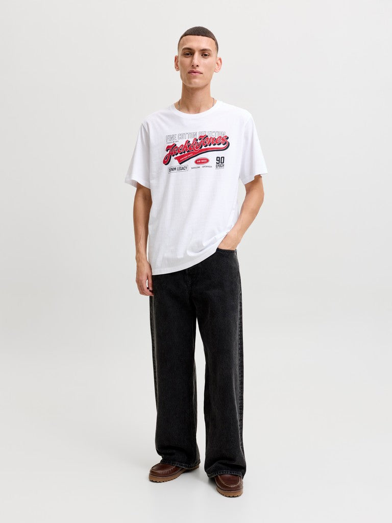 Jack and Jones miesten T-paita Logo Tee O-neck, valkoinen