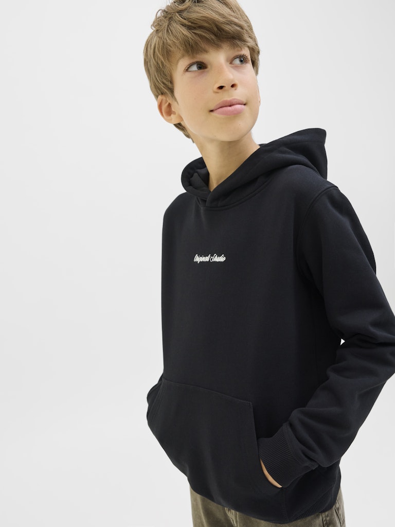 Jack and Jones Junior lasten huppari JORNORREBRO EMB SWEAT HOOD NOOS JNR, musta
