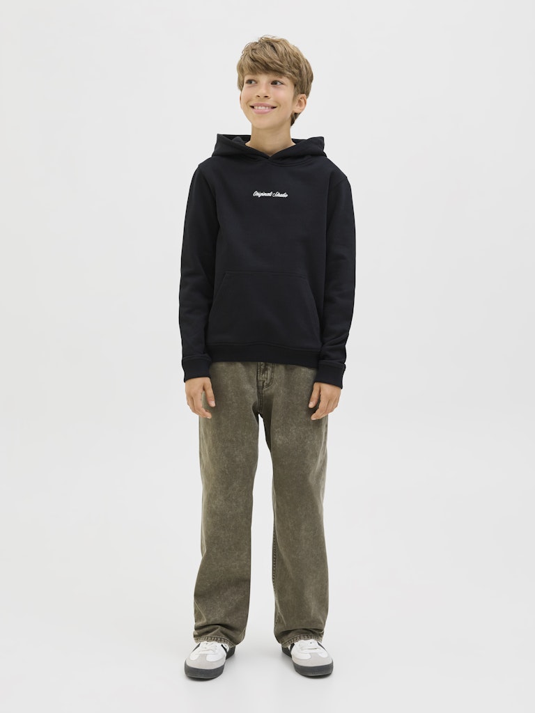Jack and Jones Junior lasten huppari JORNORREBRO EMB SWEAT HOOD NOOS JNR, musta
