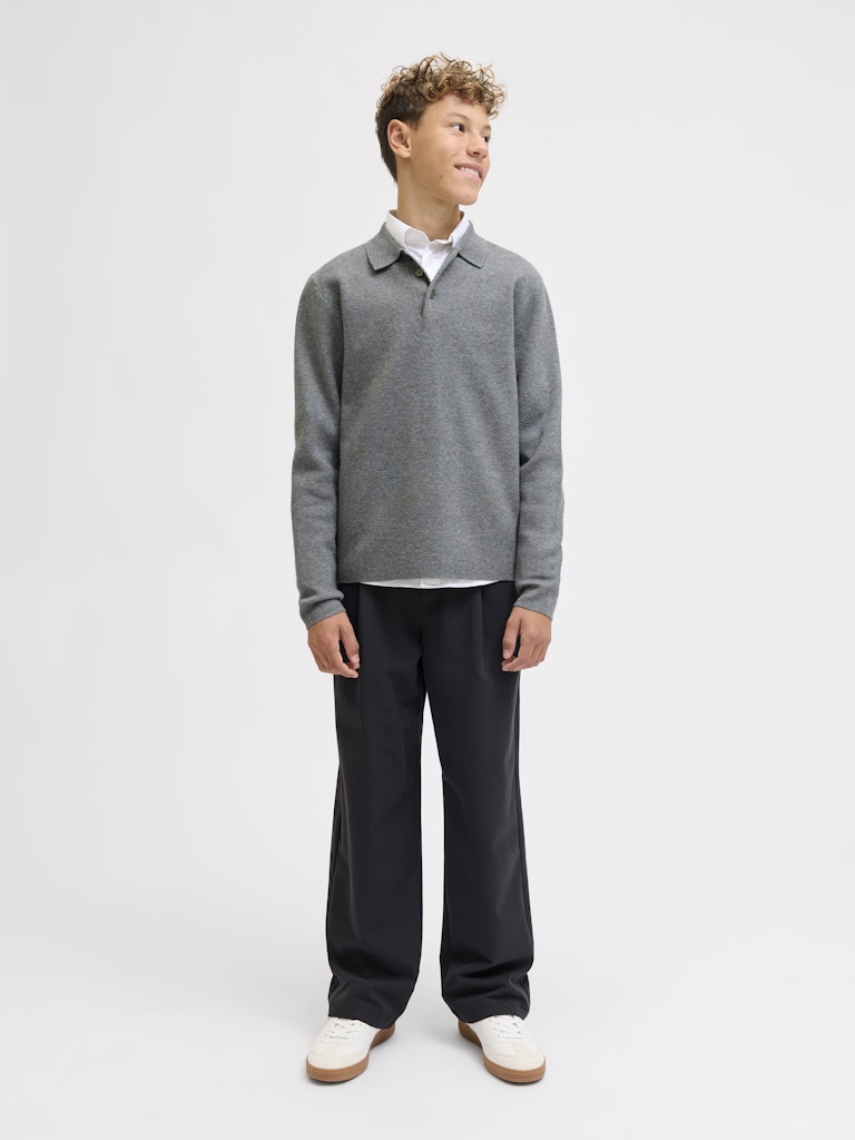 Jack and Jones Junior lasten neulepusero JPRBLABRADFORT KNIT POLO LN JNR, harmaa