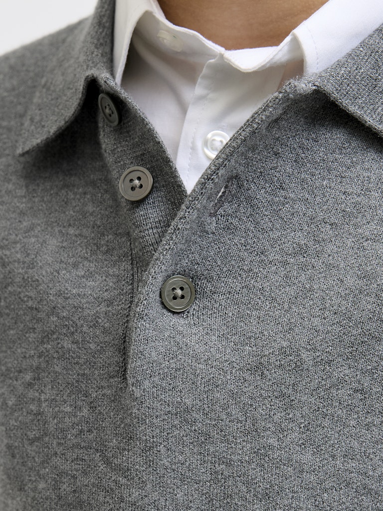 Jack and Jones Junior lasten neulepusero JPRBLABRADFORT KNIT POLO LN JNR, harmaa